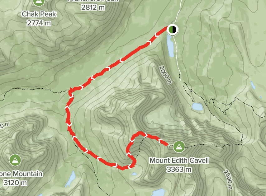 Mount Edith Cavell via Astoria River Trail Map